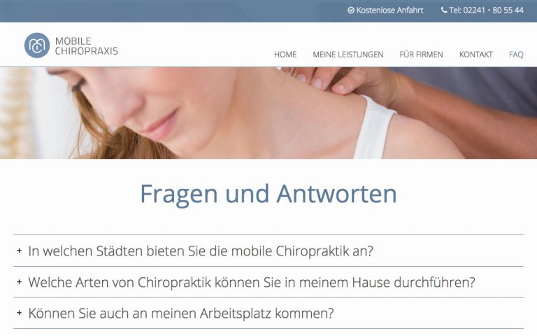 WordPress Agentur Köln - Projekt mobile-chiropraxis.de