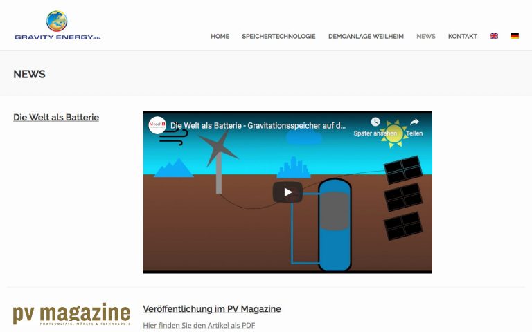 WordPress Köln - Projekt Gravityenergyag.com